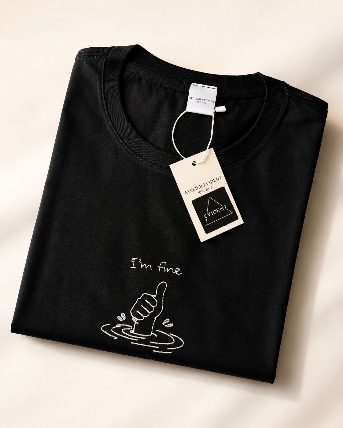 Tricou brodat „I’m Fine” - Black